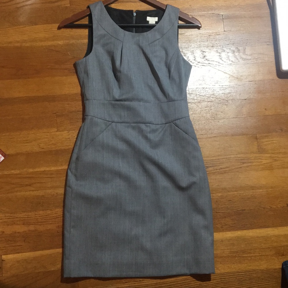 J crew dress tailored shift dress 0P grey office